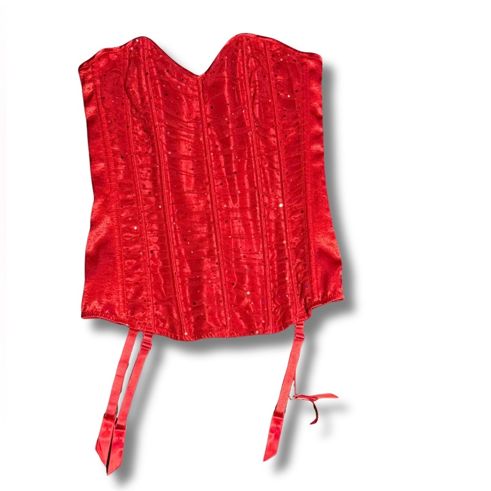 Frederick’s of Hollywood Vintage Red Lace-Up Corset – Size 34